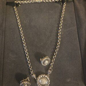 Scott Kay Sterling Silver diamond necklace and earring set